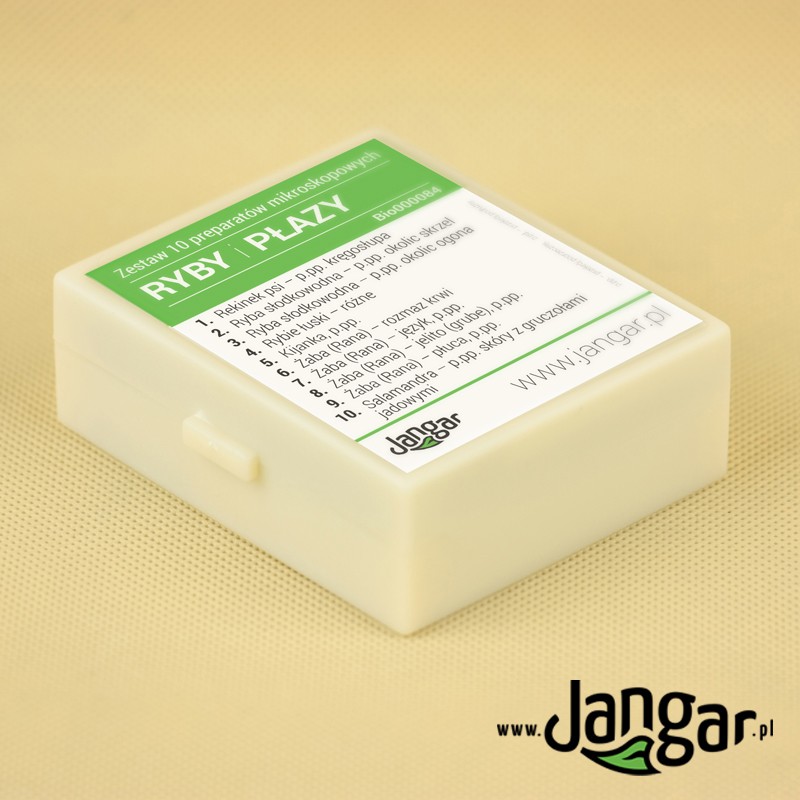 Fish and amphibians - set of 10 microscopic preparations