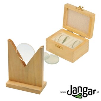 Set of 6 different lenses dia. 50 mm + stand