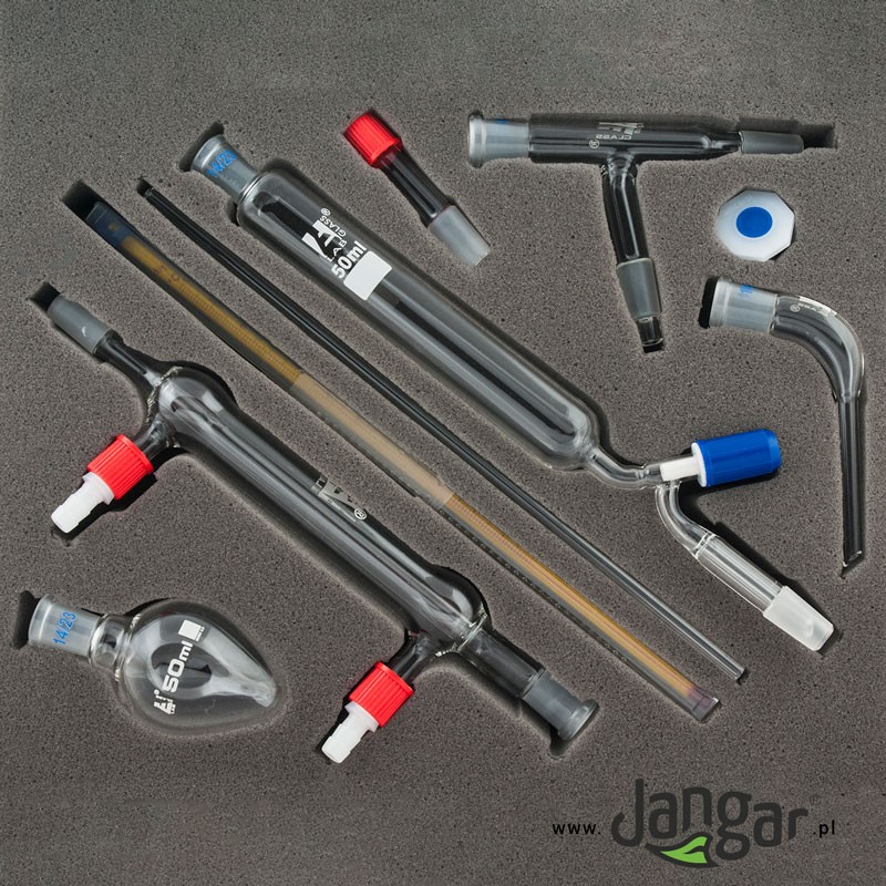 Laboratory glass set 14/23 - 9 elements with cooler for experiments