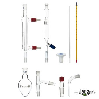 Laboratory glass set 14/23 - 9 elements with cooler for experiments
