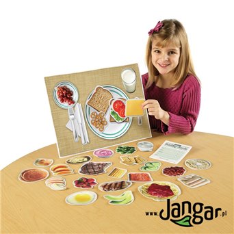 Healthy food on a plate - 34 magnetic elements