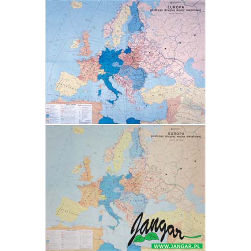Mapa: Europa podczas drugiej wojny światowej (płótno)