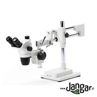 Stereomicroscope zoom 6.67x-45x, trinocular, arm-mounted tube