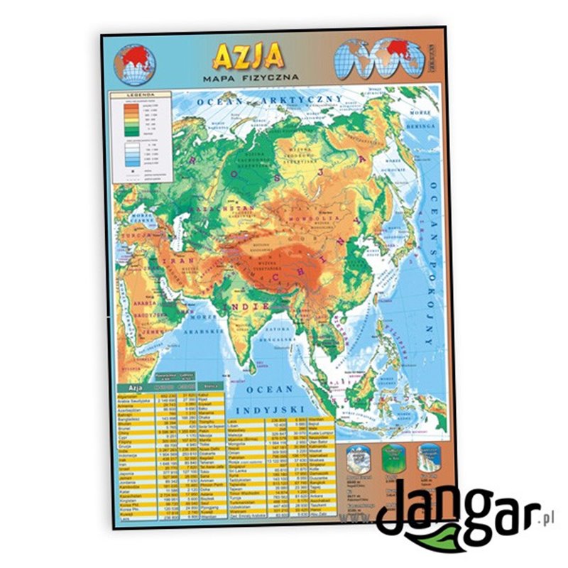 Plansza ścienna: Azja, mapa