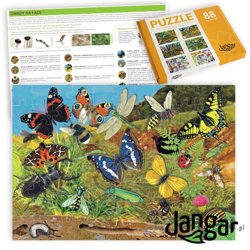 Puzzle OWADY NA ŁĄCE, 88 elementów + podkładka, w zamykanym pudełku