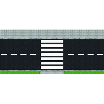 Floor mat - roadway with 2 traffic lanes and a pedestrian crossing