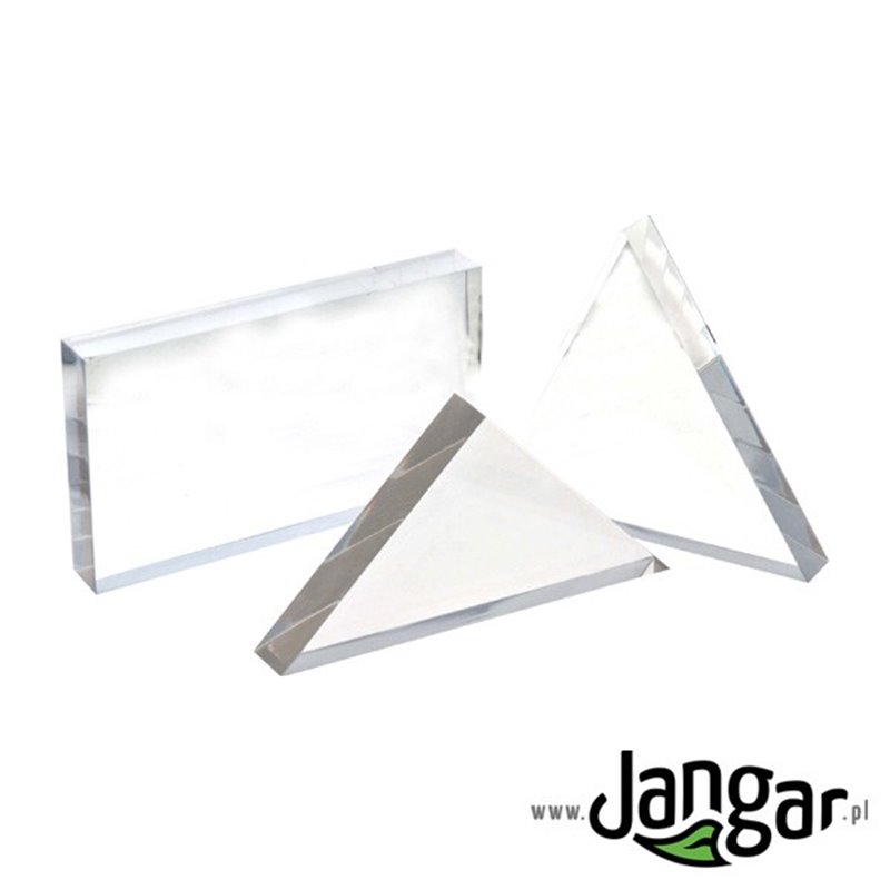 Set of 2 large prisms and acrylic block