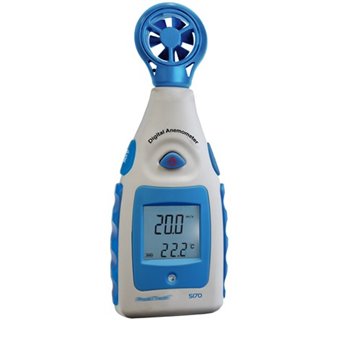 Electronic windmill anemometer with temperature measurement