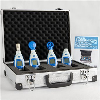 Case of 4 electronic meters for environmental measurements