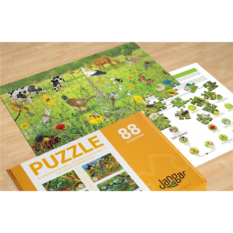 Puzzle EKOSYSTEM ŁĄKI, 88 elementów + podkładka, w zamykanym pudełku