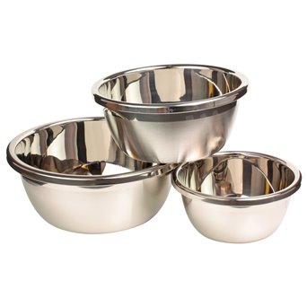 A set of steel bowls for nature experiments, 3 different