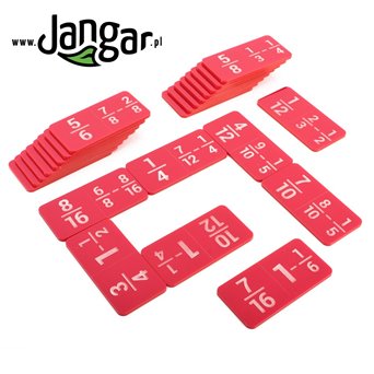 Domino – Odejmowanie ułamków zwykłych, grawerowane