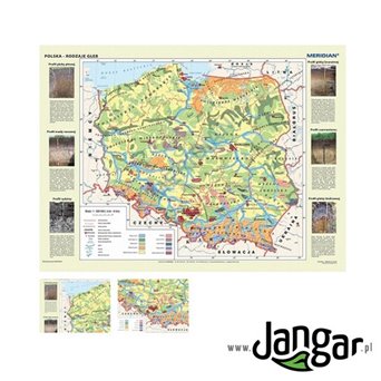 Mapa ścienna, 160x120 cm: Polska. Gleby - rodzaje