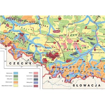 Wall map, 160x120 cm: Poland. Soils - types