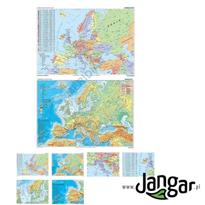 Wall map: DUO Physical Europe with elements of ecology / Political Europe