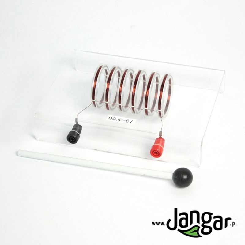 A coil (selenoid) on a transparent plate with sockets