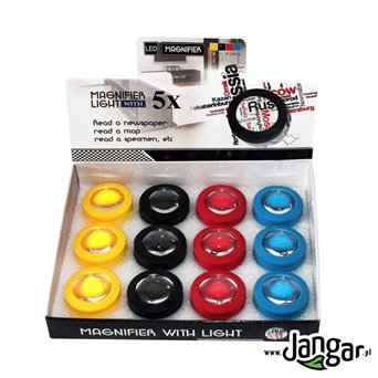 Split of 12 coloured 5x/50mm LED magnifiers