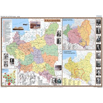 Mapa ścienna: Polska w latach 1919-1939