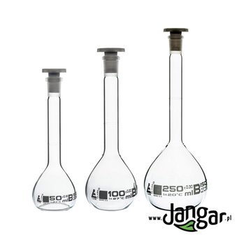 A set of foam: 3 boro measuring flasks (50,100,250 ml)