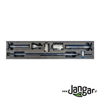 Set in foam: beakers, cylinders, Erlenmeyerka, bureta