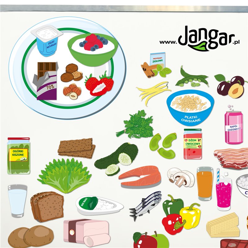 Eat wisely - healthy food on your plate, 64 magnetic elements - jangar.pl