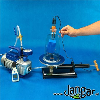 Vacuum shade with hand and electric pump, vacuum gauge, bell and sound sensor