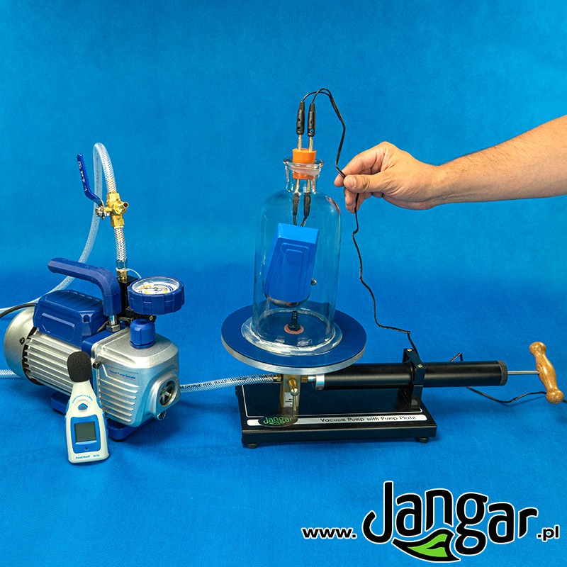 Vacuum shade with hand and electric pump, vacuum gauge, bell and sound sensor