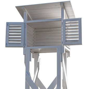 Weather station, wooden, house-type with stand, stairs and anchors