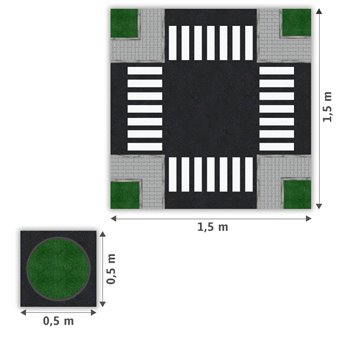 Mata podłogowa skrzyżowanie z przejściami dla pieszych i rondem 150x150 cm