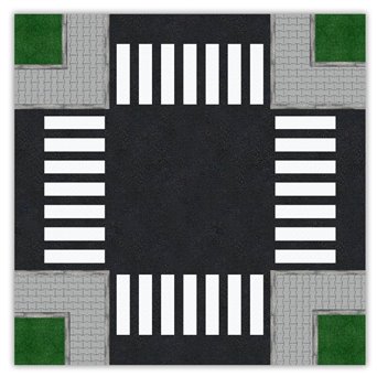 Floor mat intersection with pedestrian crossings for Teaching Road Safety (RSE)