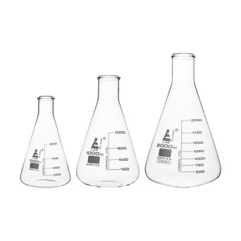 A set in foam: 3 boro conical flasks (500,1000,2000 ml)