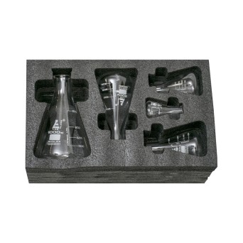 Set in foam: 5 boro conical flasks (50,150,250,500,1000 ml)