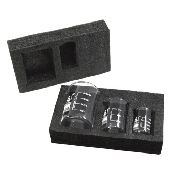 A set in foam: 3 boro beakers (50,100,250 ml)