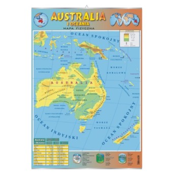 Wall Chart: Australia and Oceania Physical Map