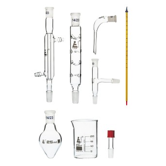 Laboratory glass set 14/23 - 8 elements with cooler for experiments