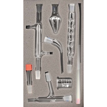 Laboratory glass set 14/23 - 8 elements with cooler for experiments