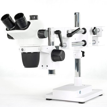 Stereomicroscope zoom 6.67x-45x, trinocular, arm-mounted tube