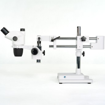 Stereomicroscope zoom 6.67x-45x, trinocular, arm-mounted tube