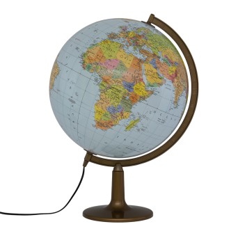 Large political/physical globe, illuminated, 42 cm