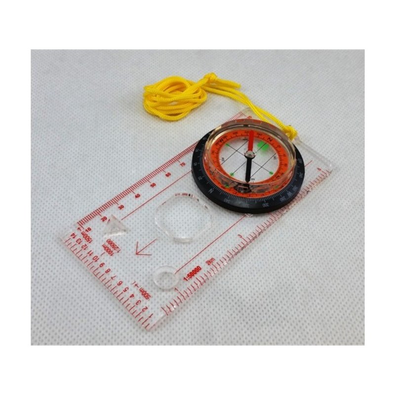 Cartographic compass with ruler and 4 scales