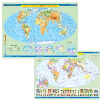 Mapa ścienna, 160x120 cm: Świat. Ukształt. pow. / Podział Polit.
