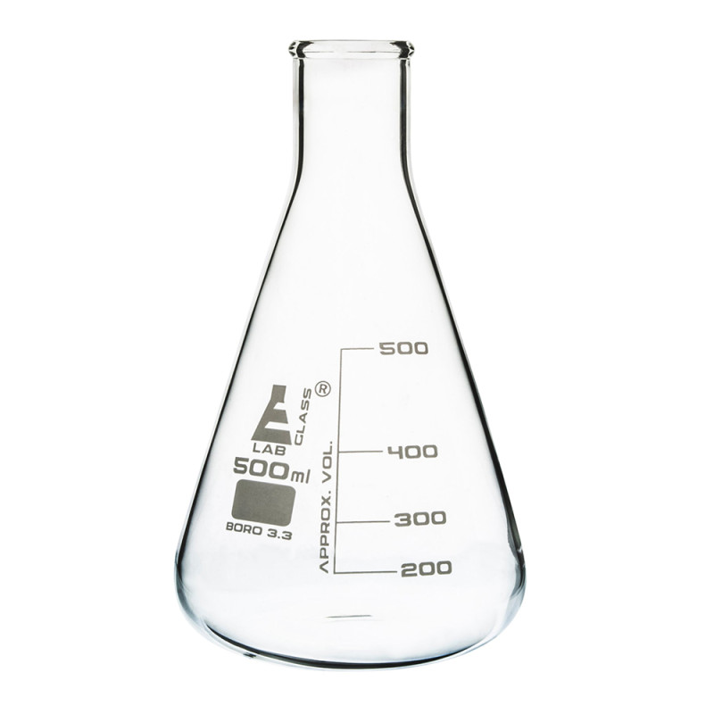 Conical flask 500 ml, narrow neck, borosilicate