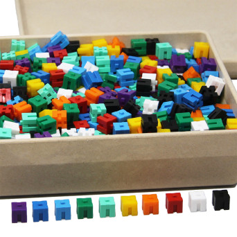 1 g / 1 cm Cubes with Connectors, 10 Colors, 1000 Pieces