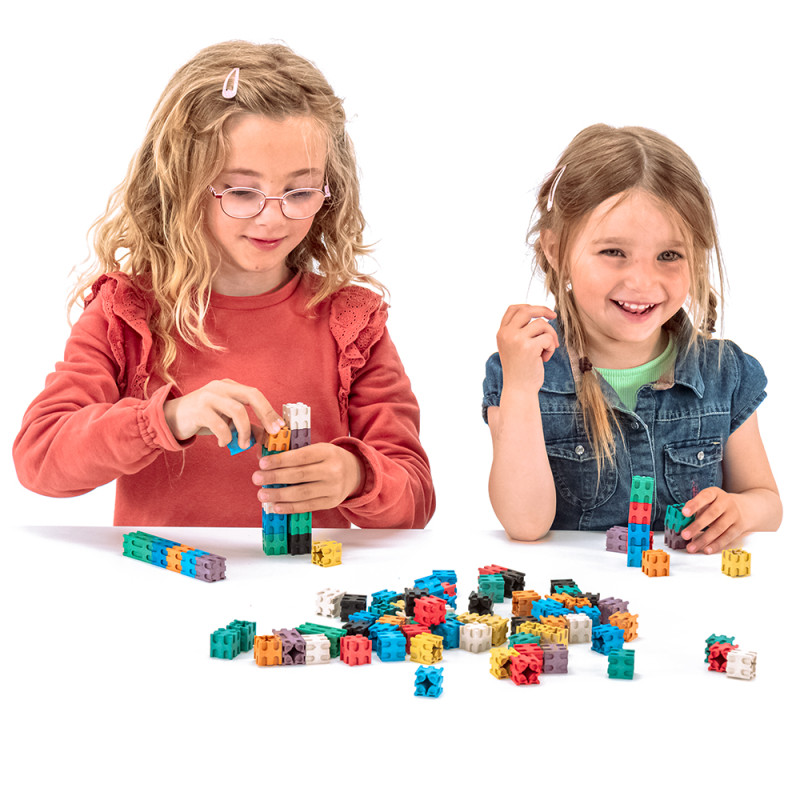 Eco-blocks: 2 cm cubes with connectors, 10 colours (100 pcs)