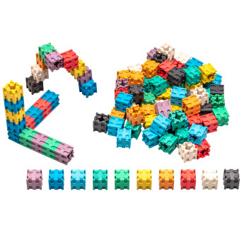 Eco-blocks: 2 cm cubes with connectors, 10 colours (100 pcs)