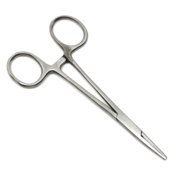 Straight clamping forceps, stainless steel, 16 cm