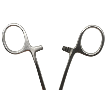 Straight clamping forceps, stainless steel, 16 cm