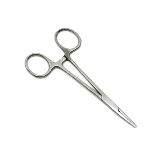 Straight clamping forceps, stainless steel, 12,5 cm