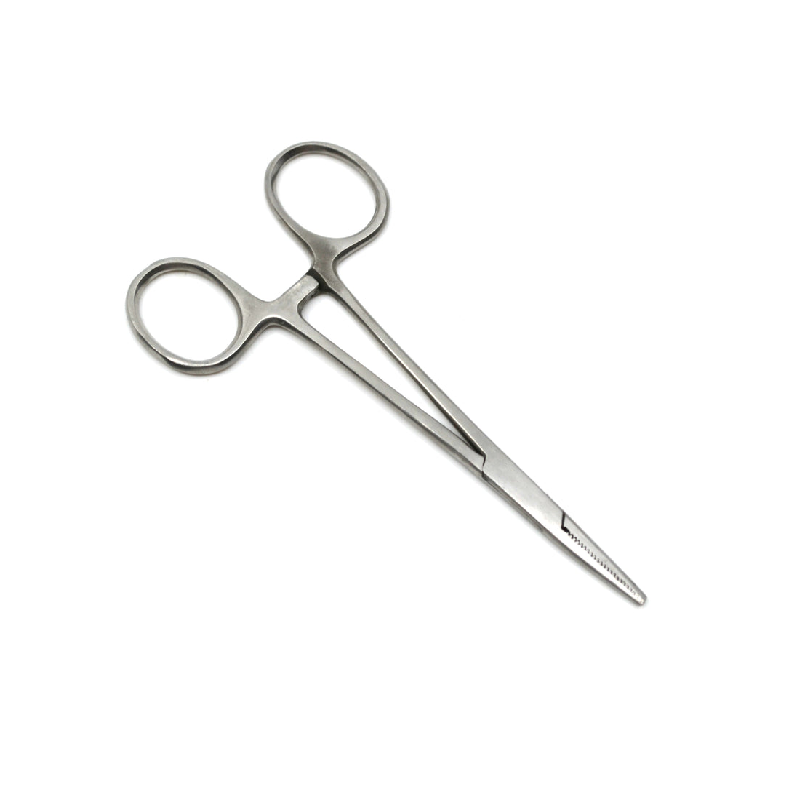 Straight clamping forceps, stainless steel, 12,5 cm