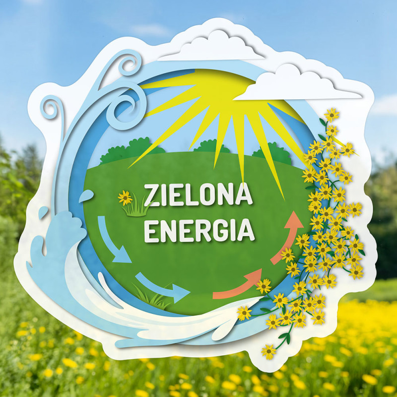 Reusable, adhesive-free sticker 50×48 cm: Green Energy